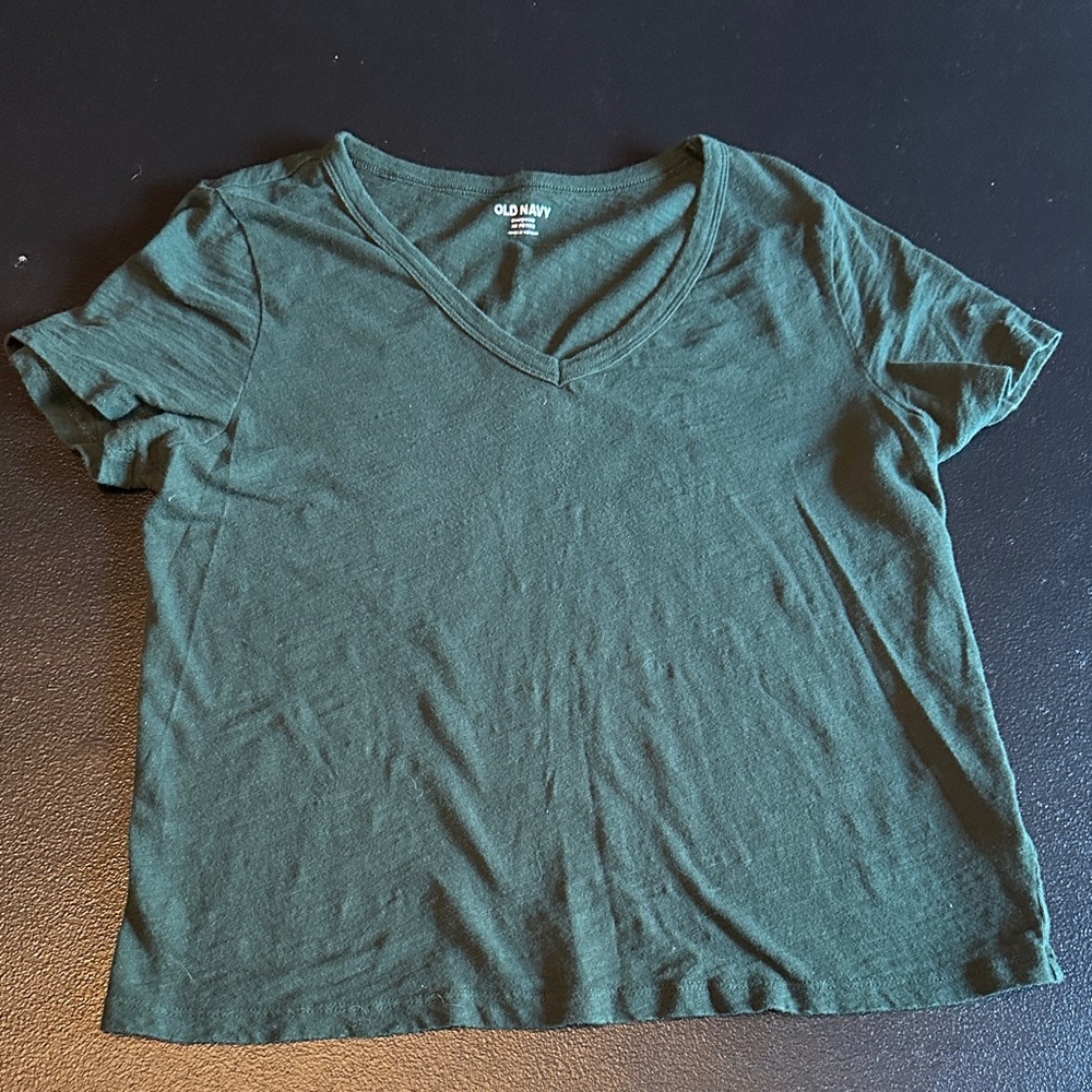 Old Navy Women's Forest Green V-Neck Tee